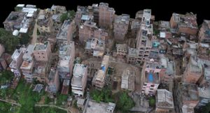 Een voorbeeld van een 3D mapping met een drone vanuit de lucht met luchtbeelden